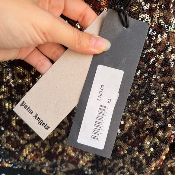 NWT Palm Angels Leopard Sequined Mockneck Crop Top Size XS - Picture 6 of 7